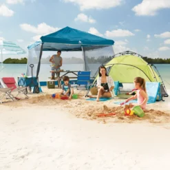 Woods Reign Instant 2-Door Screen House/Canopy Tent/Gazebo Camping Shelter, 12-ft X 12-ft -Wander Camp Shop beach umbrella 6 3584a346 e3e6 47ab a51b 61d84443c4cc