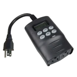 Woods Outdoor Digital Timer, 8 Program Settings, 2 Grounded Outlets, Black