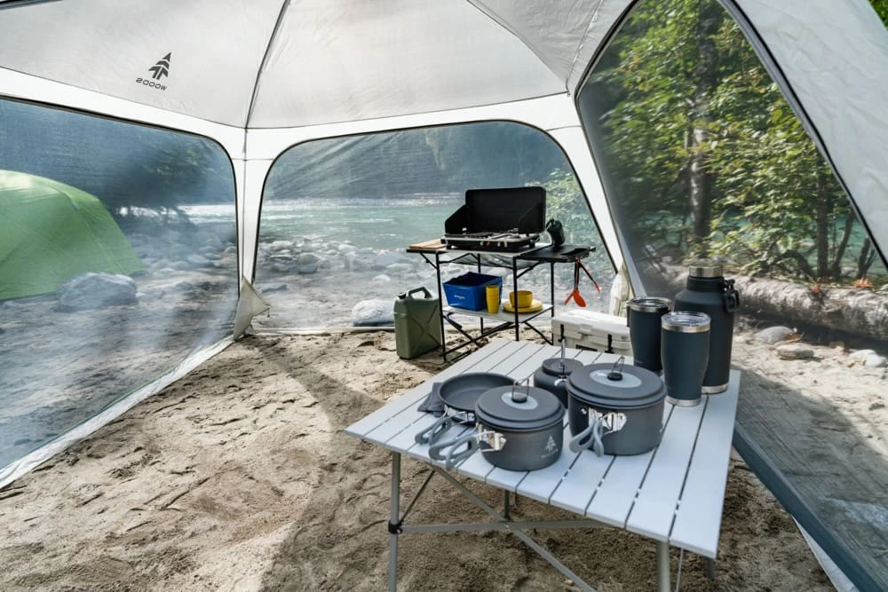 Woods Caledon Portable Folding & Extendable Camping Kitchen Stand W/ Shelves & Carry Bag 6 Woods Caledon Portable Folding & Extendable Camping Kitchen Stand W/ Shelves & Carry Bag - Image 4