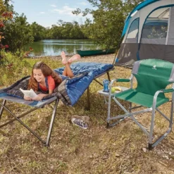 Woods Prospector Portable Folding Camping Chair W/ Side Table & Cup Holder -Wander Camp Shop woods instant xl cot d7850a9d 807c 4796 99e8 3cde09da56e2
