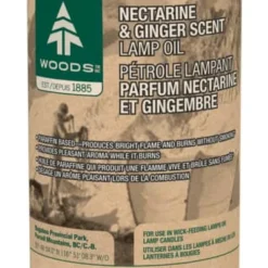 Woods Scented Lamp Oil, Paraffin-Based Fuel For Wick-Feeding Camping Lamps, 710-mL, Nectarine/Ginger