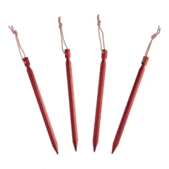 Woods Aluminium Y-Beam Tent Pegs/Stakes W/ Cords For Camping Tents & Tarps, 9-in, 4-pk